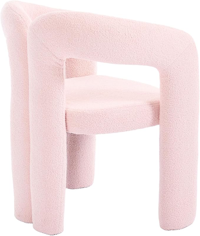 Set of 2 ChairsContemporary Designed Velvet Fabric Upholstered Accent Barrel Side Chair with Plywood Frame and Metal Base for Living Room (Pink Teddy)