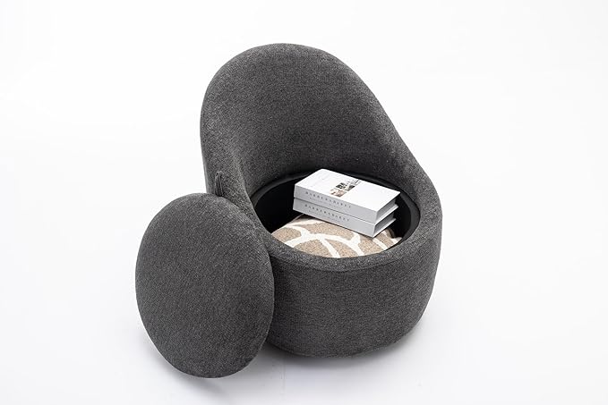 COLAMY Chenille Fabric 360 Swivel Accent Chair Set of 1 Dark Gray