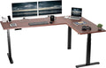 VIVO Electric 78 x 55 inch Square Corner Memory L Shaped Stand Up Desk Dark Walnut Table Top Black Frame Corner Height Adjustable Workstation 3E-S Series DESK-KIT-3E5SBD