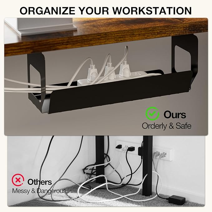 Muvai L Shaped Standing Desk with Cable Management Tray 59 Inch Height Adjustable Electric Standing Corner Desk Sit Stand Up Work Table for Home Office with Reversible Splice Board Rustic Brown