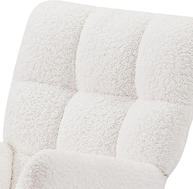 Modern Rocking Chair with High Backrest Armrests Ergonomic Design Lounge Recliner Chair for Living Room Bedroom Playroom White with Soft Seat