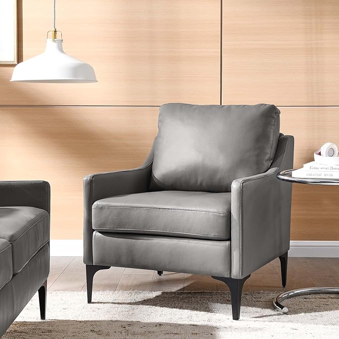 Modway EEI-6022-GRY Corland Leather Armchair Gray