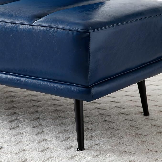 55 Modern Faux Leather Loveseat with 360° Swivel Side Table Mid-Century Tufted 2-Seater Sofa Bench for Living Room Entryway with Metal Legs and Backrest