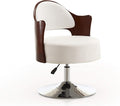 Manhattan Comfort Bopper Mid Century Modern Faux Leather Adjustable Swivel Accent Chair with Polished Chrome Base Set of 1 White