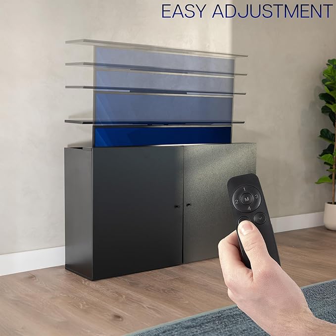 VIVO Black TV Cabinet with Motorized Vertical Lift Television Stand Holds 32 to 55 inch TVs up to 44 lbs CASE-KIT-EUP1B