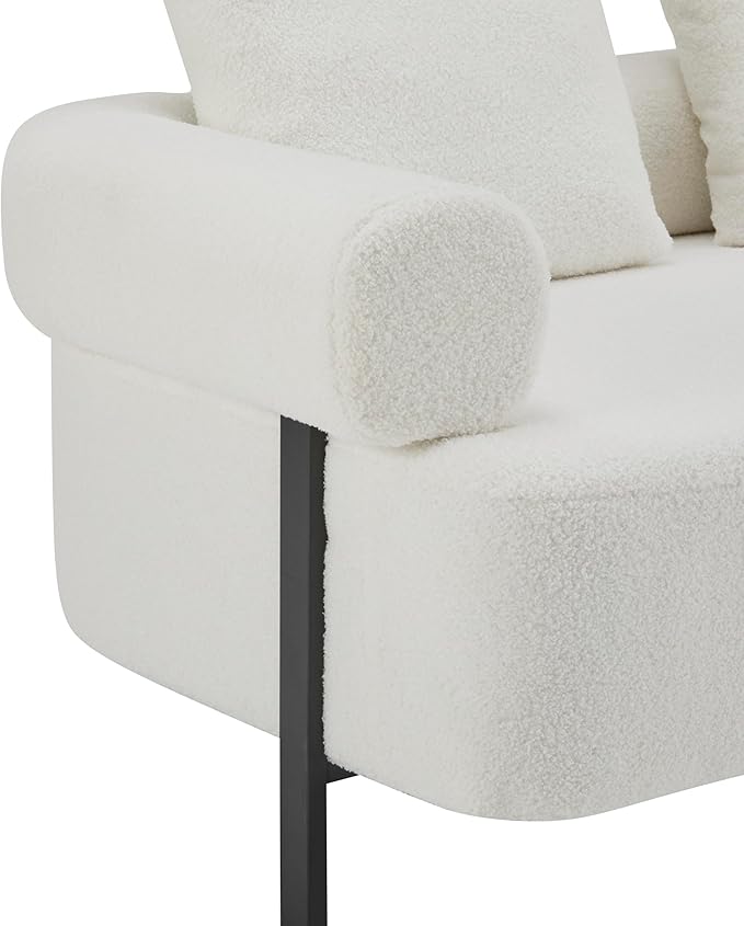 Christopher Knight Home Gilly 78 Modern Boucle Upholstered Sofa with Pillow Oversized Comfy Cloud Couch with Wooden Frame 3-Seater Sofa Couch for Living Room Bedroom Home Office Beige