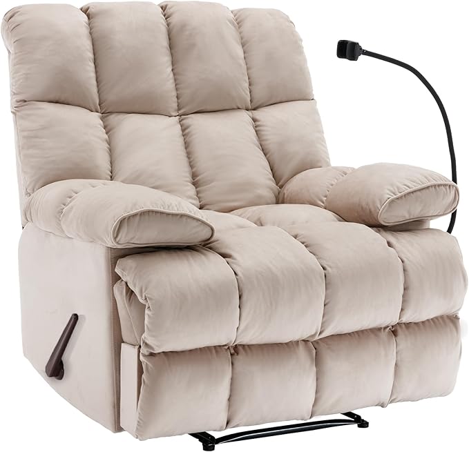 Euthymia Oversized Recliner Chair Big and Tall Recliner Chairs for Adults 400LBS Large Recliner Chair Extra Wide Recliner for Living Room Cream