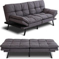 MUUEGM Futon Sofa Bed Memory Foam Futon Sofa Sleeper CouchConvertible Modern Futon for Living RoomLove seat for Apartments Office Small Spacesw/Adjustable Armrests BackrestLinen FabricGrey