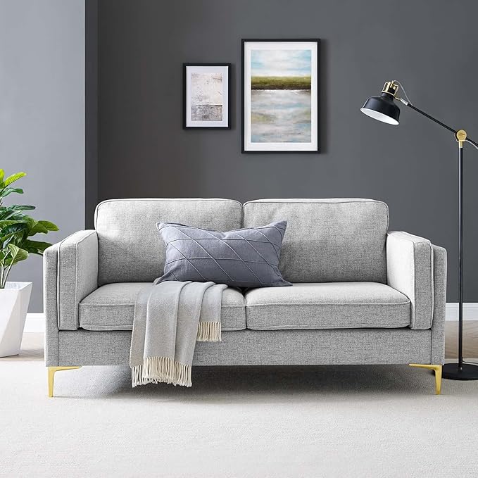 Modway Kaiya Upholstered Fabric Sofa 33.5 x 71 x 32 Light Gray
