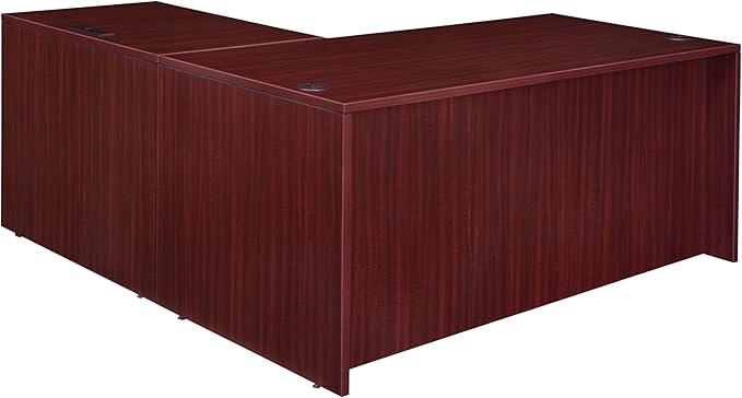 Regency Legacy 60 x 77 Inch L-Shaped Office Desk with Double Pedestal Drawer Unit Durable Mahogany Laminate Scratch-Resistant Surface and Spacious Design for Home and Professional Offices