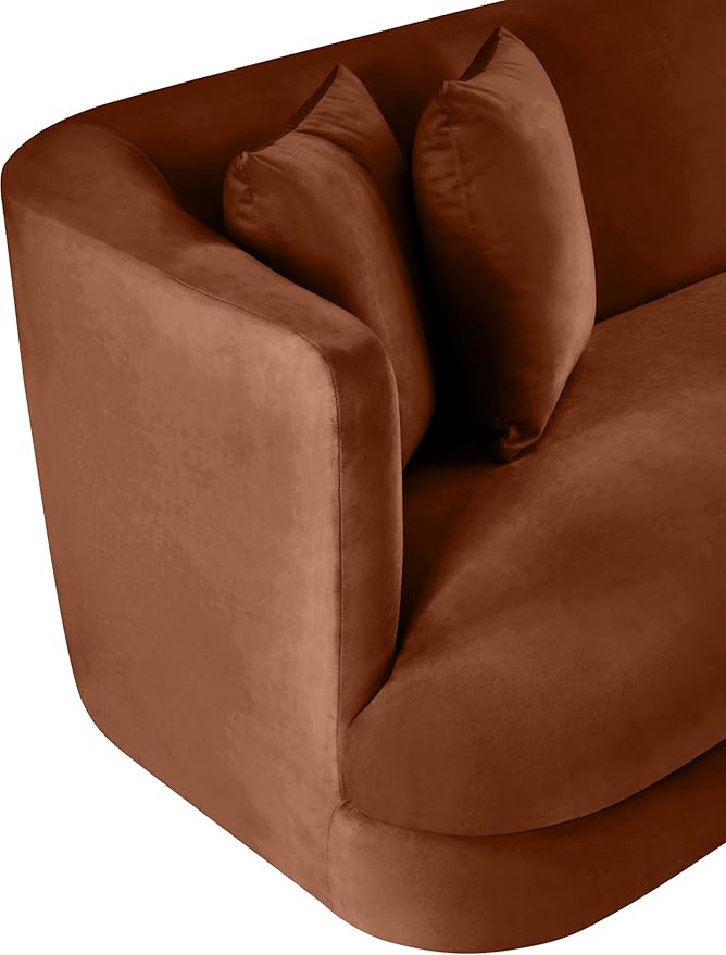 Meridian Furniture 699Cognac-C Alder Collection Modern | Contemporary Chair with Ultra Luxe Cognac Velvet 460 GSM Velvet Solid Wood Frame 38 W x 36 D x 30 H Cognac