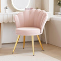 Velvet Accent Chair with Gold Metal Legs Vanity Chair for Makeup Room Upholstered Guest Chair for Living Room for Bedroom Light Pink