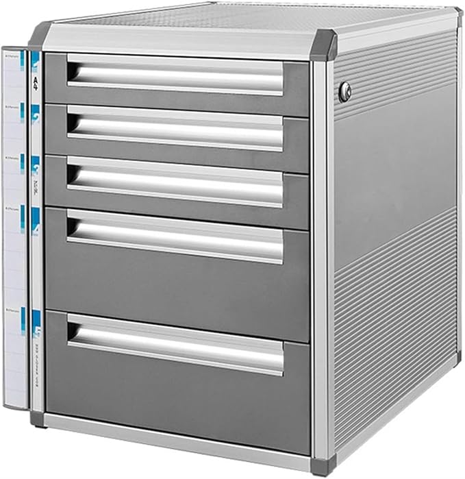 Desktop File CabinetA4 Lockable Aluminum Alloy Storage Organizer BoxOffice Storage Drawer Confidentiality with Lock