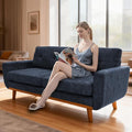 68“ Mid Century Modern Loveseat Sofa for Small Living Room Rraditional 2 Seater Couch for Office Apartment Bedroom Mini|Small|Vintage|Wood Frame|Chenille Fabric|600 LBS|Tufted (Grey Blue)