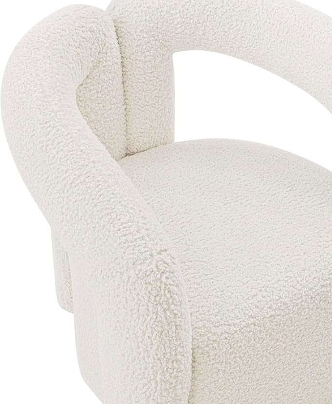Manhattan Comfort Darian Modern Accent Boucle Chair for Living Room Upholstered Armchair with High Density Foam Padding &amp Premium Pine Wood Frame Cream