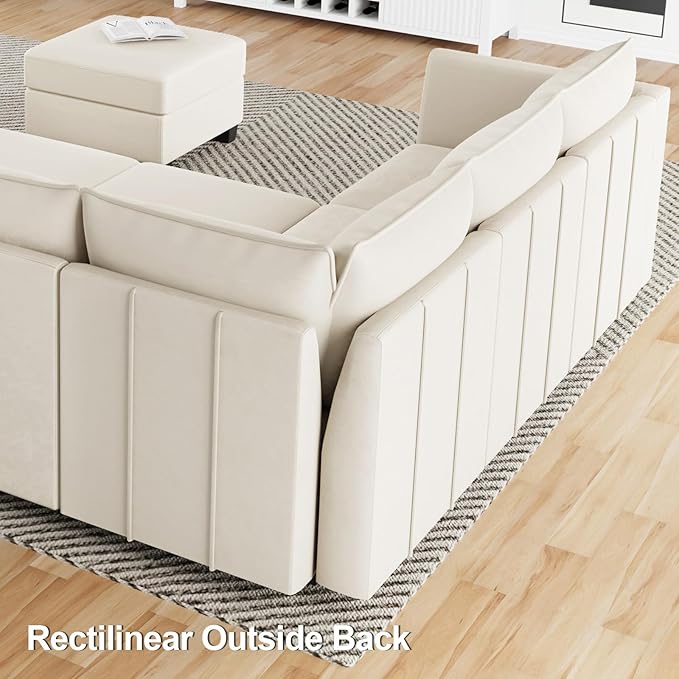 Belffin Modular Sofa Armrest Module for Velvet Piping Modular Sectoinal Couch Pair of Armrests Beige
