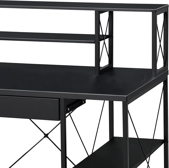 Modern All Purpose Black Finish Writing Work Study Desk Computer Desk for Home Office Living Room