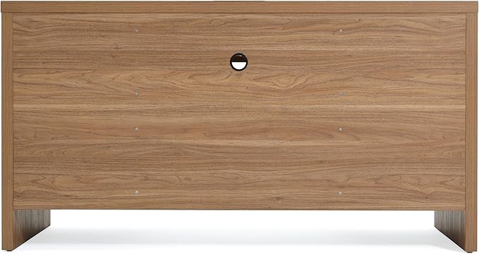 Yechen Executive Desk with 5 Drawers 57 Modern Rattan Home Office Desk with Charging Station File Drawer Farmhouse Boho Computer Writing Desk for Study Work Walnut Brown