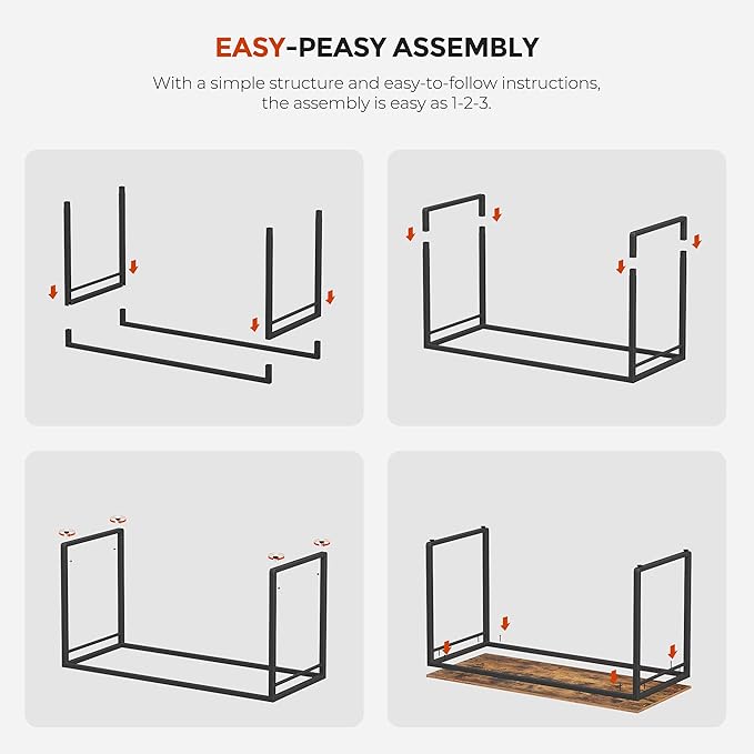 VASAGLE Computer Desk Office Desk with 8 Hooks for Study Home Office Easy Assembly Industrial Design 47.2 x 23.6 x 29.5 Inches Rustic Brown ULWD58X