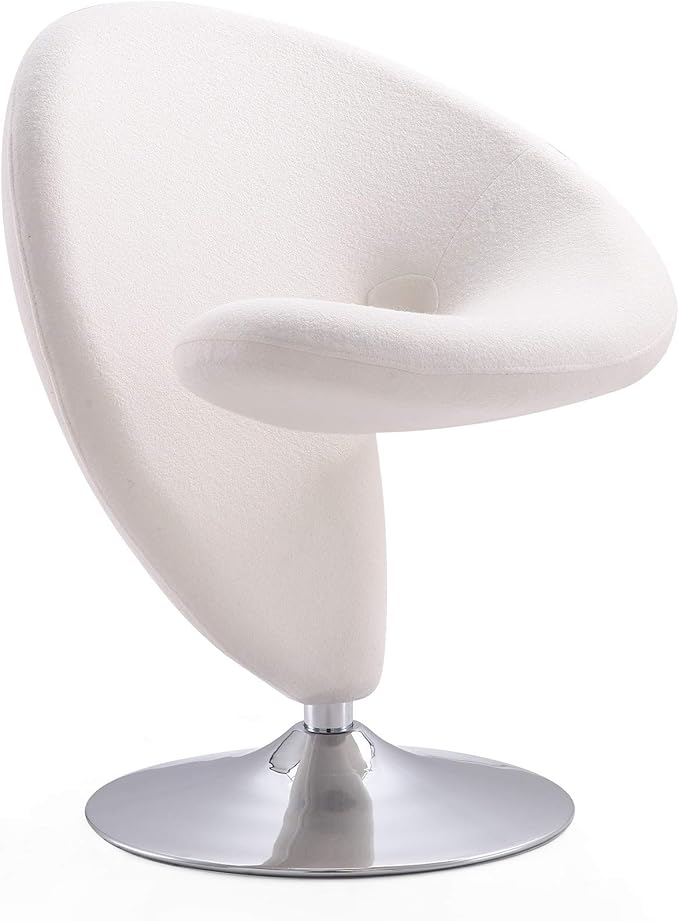 Manhattan Comfort Curl Swivel Accent Chair Set of 2 with 360° Turn Fully Assembled Upholstered in Wool Blend Modern Ergonomic Design with Polished Chrome Base Living Room &amp Office Set of 2 C