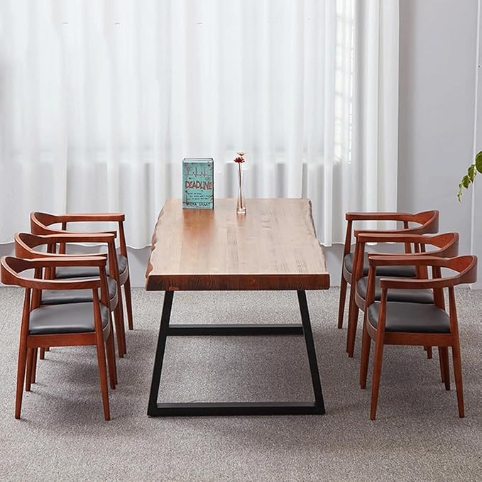 Pine computer desk modern solid wood home office desk long rural farmhouse pine dining table administrative workstation computer desk suitable for living room and dining room (63inch)