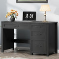 Vabches Farmhouse 47 Executive Desk Computer Desk with File Drawer and Charging Station Workstation for Home Office Study(Pure Black
