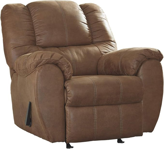 Signature Design by Ashley McGann Faux Leather Oversized Manual Rocker Recliner Light Brown