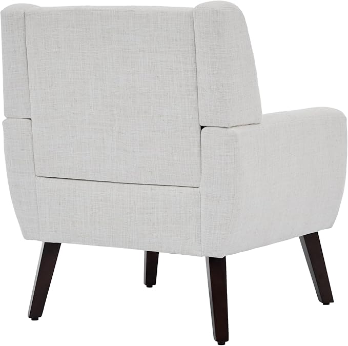 Accent Chair Comfy Mid Century Modern Small Armchairs with Solid Wood Frame and Soft Cushion for Living Room Bedroom (Fabric Beige Set of 2)