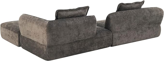 Merax 121 L-Shaped Sectional Sofa with Chaise Lounge No Assembly Required 2-Piece Set Modern 4 Seat Sofa for Living Room Soft Upholstery 32 Deep Seating (Dark Brown)