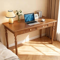 47 Inch French Country Writing Desk Solid Wood Farmhouse Computer Desk with 2 Drawers Easy Assembly Walnut Office Desk for Home Office Study or Bedroom (Walnut Wood Color)