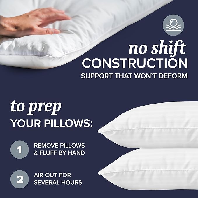 Beckham Hotel Collection Bed Pillows Standard/Queen Size Set of 2 - Original Soft Down Alternative Pillow for Sleeping - Soft Support for Back Stomach or Side Sleepers