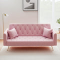 Anwick 72 Modern Velvet Sofa Bed FutonConvertible Folding Sleeper Bed Couches with 3 Adjustable BackrestsTufted Recliner Loveseat with Golden Chrome Legs for Small Living Room Office (Light Pink)