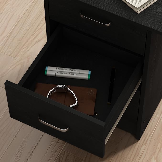Computer Desk with DrawersHome Office Desk with Storage RacksModern Writing Desk for Bedroom Study(Black)