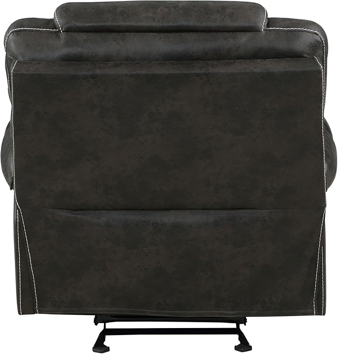 Lexicon Manual Glider Recliner Chair Polished Microfiber Upholstered Manual Tab Pull Reclining Nursery Chair for Living Room Pillow Top Armrest Padded Headrest Easy Assembly Chocolate