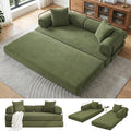 79 Convertible Folding Sofa Bed 4-in-1 DIY Combination Sleeper Sofa Bed Upholstered King Size Sleeper Couch Corduroy Floor SofaBed Boneless Couch for Living Room Bedroom Lounge (Green)