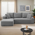 MEISIMAN 106'' Boneless Couch Cloud Couch - L Shaped Couch with Chaise Plush Corduroy Couch &amp Memory Foam Couch Modular Sectional Sofa Grey Couch for Living Room (Left Facing Chaise)