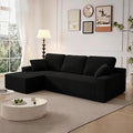 105 Cloud Modular Boneless Couch Left Facing L-Shaped Chaise Sectional Sofa - No Assembly Required Plush Corduroy &amp Memory Foam for Living Room Bedroom Apartment (Black)