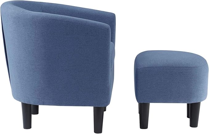 Convenience Concepts Take a Seat Churchill Accent Chair with Ottoman Blue Fabric