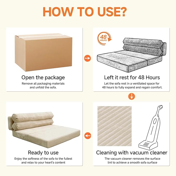 Convertible Sofa Bed Folding Sofa Bed Couch Pallout Floor Couch Convertible Futon Chair Beds Floor Teddy Sofas Mini Couch for Bedroom Love Seat Sleeper Beds(Beige White51.1×39.3×23.6)