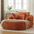 65.7 Oversized Chaise Longue Chair Indoor Modern Upholstered Corduroy Deep Seat Sofa Bed with Throw Pillows and Armrests Sleeper Sofa Couch for Living Room (Orange)