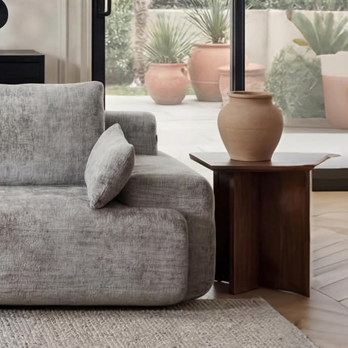 WELAX 114 Sectional Couches for Living Room Boneless Couch L-Shape with Pillows &amp Ottoman Modular Chenille Cloud Sofa 4 Seater Home Comfy Sofas for Apartment Grey