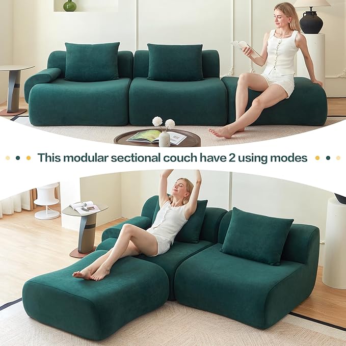 UKMTUET 114 Couches for Living Room Modular Sectional Sofa with L Shaped Chaise Sectional Couches with Convertible Ottoman Deep Seat Sleeper Sofa Boneless Couch for Bedroom Office