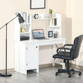 47 Farmhouse Office Desk with Hutch &amp Storage Cabinet - X-Type Steel Bars Design Executive Desk for Home Office - Antique White