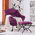 Lazy Chair with Ottoman Modern Accent Chair Lounge Leisure Sofa Chair with Armrests Reading Chair and Folding Footstool for Living Room Bedroom Office Plush Pink