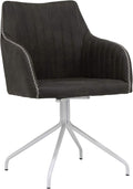 Calico Designs Adelaide Mid-Back Swivel Office Accent Chair – Dark Gray Faux Suede Tufted Upholstery White Metal Legs 250-lb Capacity – Modern Accent Home Office Swivel Seat