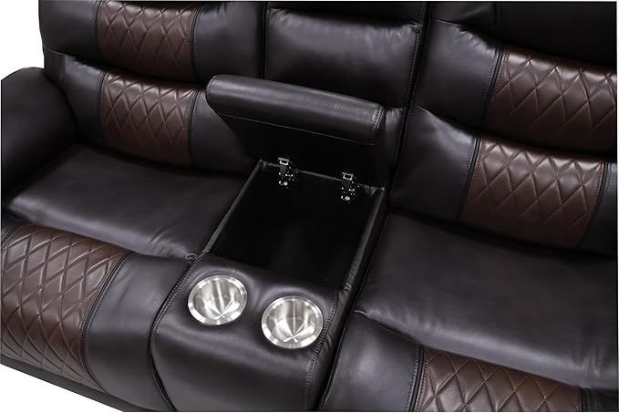 New Classic Furniture Nikko Faux Leather Console Loveseat with Power Footrest Brown