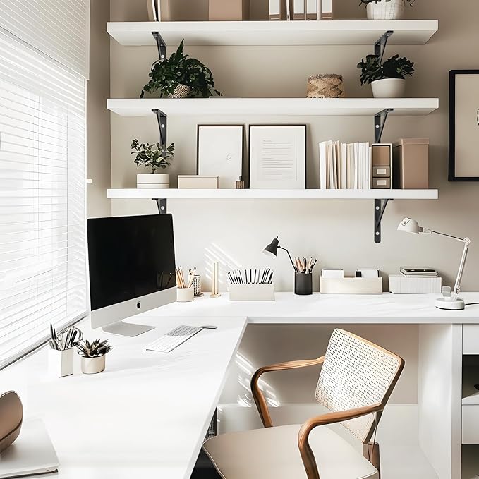 Kaboon White Table Top 23.62 D x 55 W Solid One-Piece Desktop Universal Wood Countertop Reversible Laminate Top Double Desks L-Desk DIY for Home and Commercial