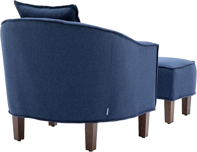 Accent Chair with Ottoman Mid Century Modern Barrel Chair Upholstered Club Tub Round Arms Chair for Living Room