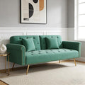 Stylish Velvet Sofa 70 Sofa Sleeper Convertible with Matching Pillows for Living RoomApartmentSmall Spaces (Green)