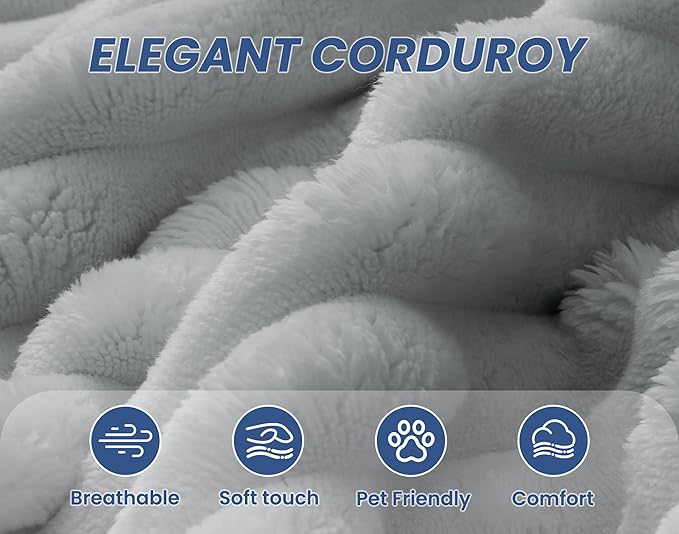 5-Seater Sectional Couch 102 L-Shaped Corner Sofa Oversized Corduroy Cloud Couch with 2-Layer Cushions V Shape Sofa for Living Room Aparment (LightGrey)